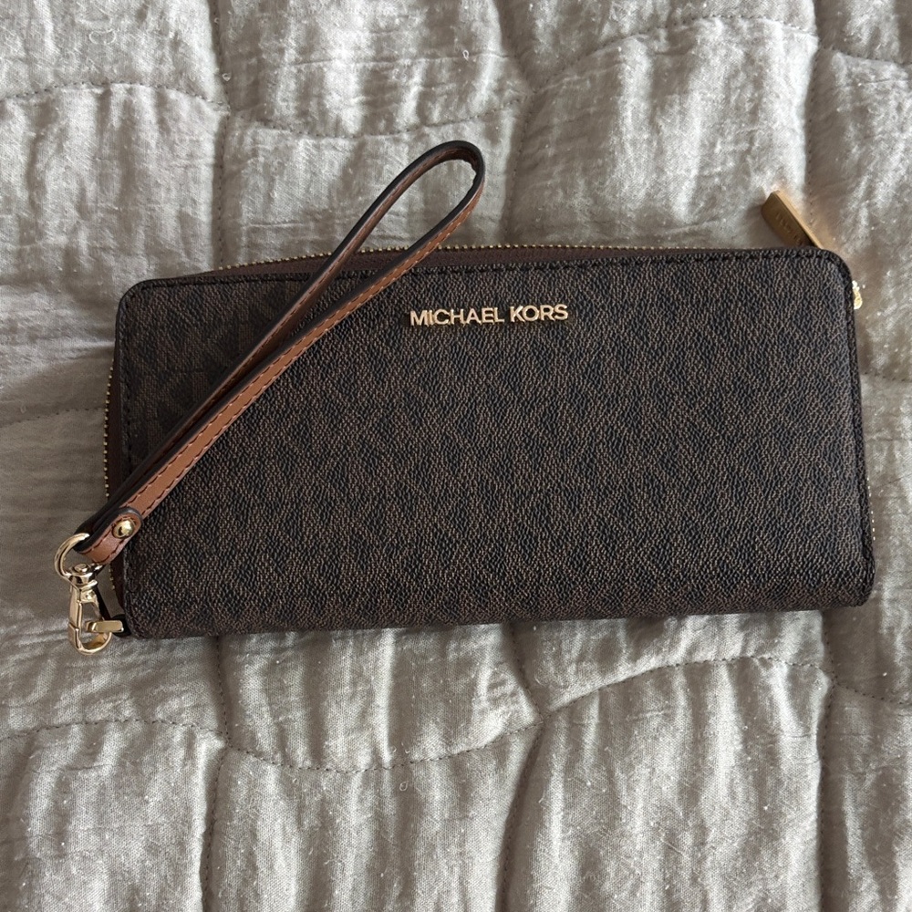 Michael Kors Tan/Brown Zip-Around  Wallet